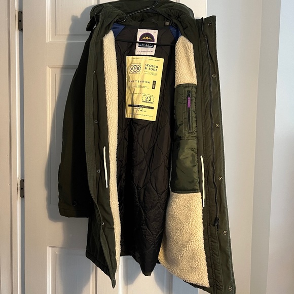 Scotch and Soda Men’s Army Green Winter Parka - Picture 4 of 8